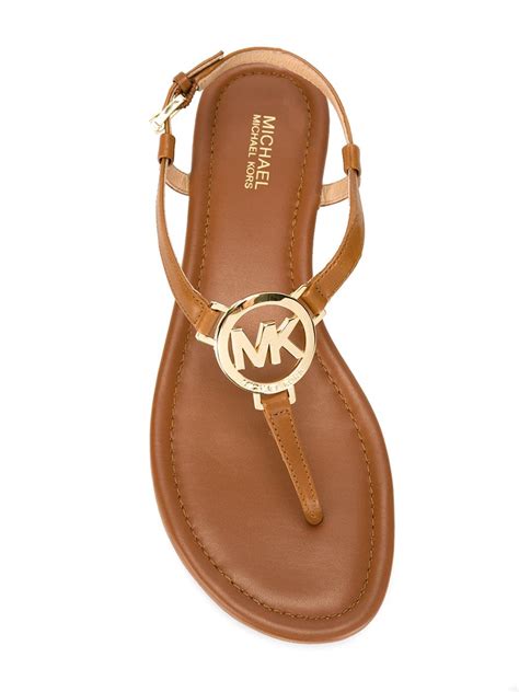 michael kors leather flat mk on finger logo sandals|Michael Kors genuine leather flats.